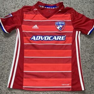 FC Dallas Jersey Shirt Youth Large Red Adidas MLS Soccer Climacool 11 Youth Kids